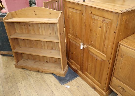 A Victorian style two door cabinet and a bookcase W.90cm and 94cm